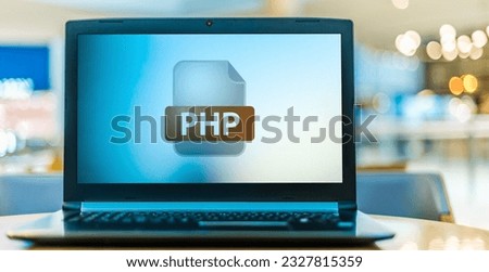 Laptop computer displaying the icon of PHP file