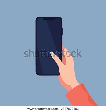 A flat design of a hand holding a phone