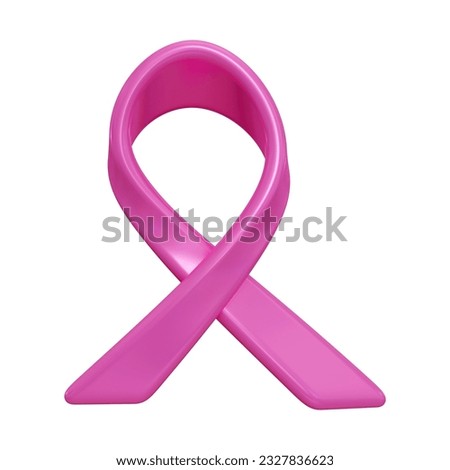Cancer ribbon icon isolated on white background in 3d rendering for cancer awareness concept.