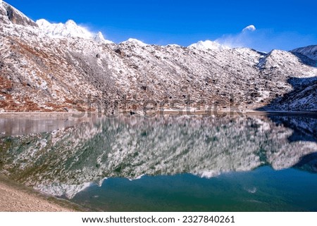 The majestic Samiti Lake, one of the most beautiful alpine lake of Sikkim.