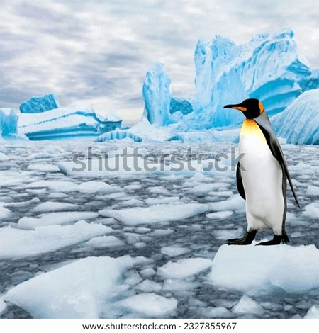A beautiful penguen playing in the sea ​​of ​​ice
