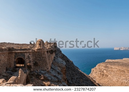 Ruins of an old fortress on the island of Gramvousa. Greece