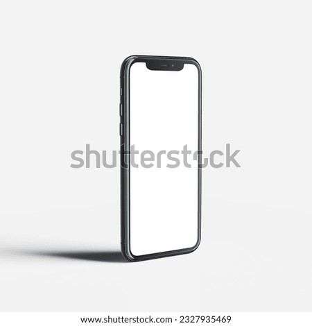 right view blank standing smartphone mockup  Royalty-Free Stock Photo #2327935469