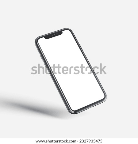 left view standing smartphone mockup  Royalty-Free Stock Photo #2327935475