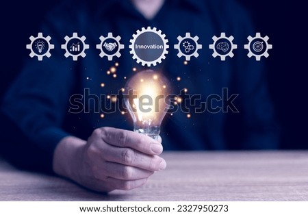 Innovation concept. The process of creating new things, presenting new ideas to solve problems or improve existing ones, new technology that changes the way of working, or a more efficient workflow. Royalty-Free Stock Photo #2327950273