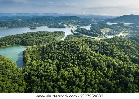 Cherokee Lake, Tennessee. Aerial view of Cherokee Reservoir Royalty-Free Stock Photo #2327959883
