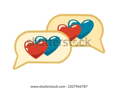 Dating app, love chat logo icon. Online love chat symbol. Design for greeting card, invitation, print, sticker. Illustration for valentine's day.
