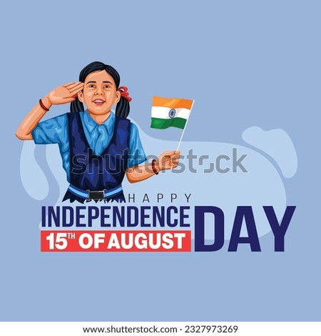happy independence day India. Indian student saluting flag of India. abstract vector illustration design flyer