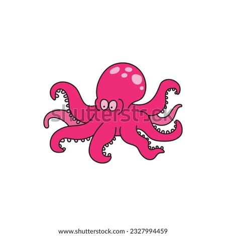 Kids drawing Cartoon Cute octopus Isolated on White Background