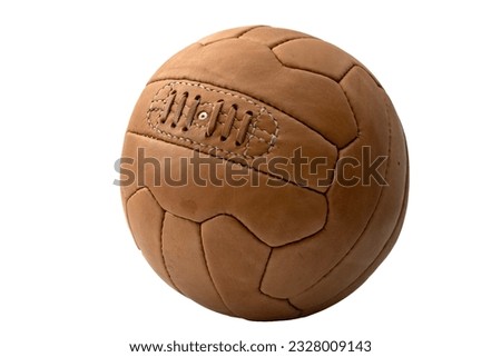 Retro Styled Soccer Ball Isolated on White Background with Clipping Path Cut out Concept for Vintage Athletic Leisure, Classic Team Sports, and Worn Game Equipment