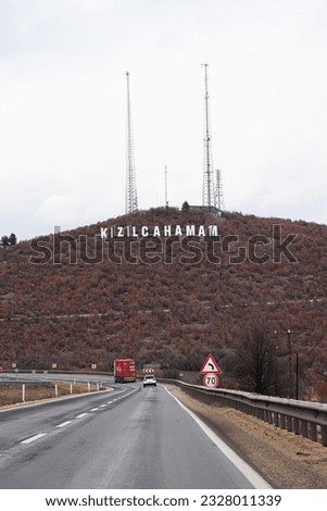 Vertical photo of Kızılcahamam. Beautiful road to Kızılcahamam in Ankara