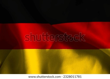 Close-up of a Ruffled Germany Flag, Germany Fabric Flag Waving in the Wind