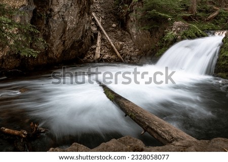Long Exposure Shot of Small Waterfall Along Tamanawas Creek on Mt. Hood in Oregon