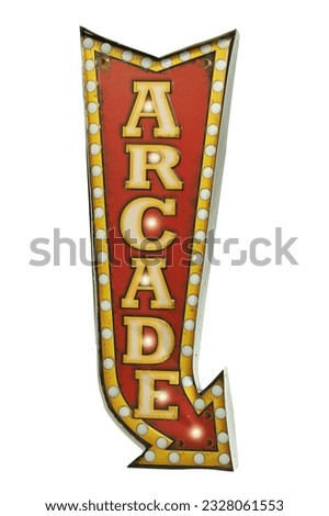 Vintage illuminated metal signs, welcome Las Vegas, Coffee, Route 66, arcade, beer, retro, withe background.