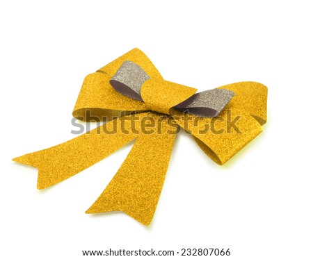Gold and bronze ribbon isolated on white background, clipping path.           