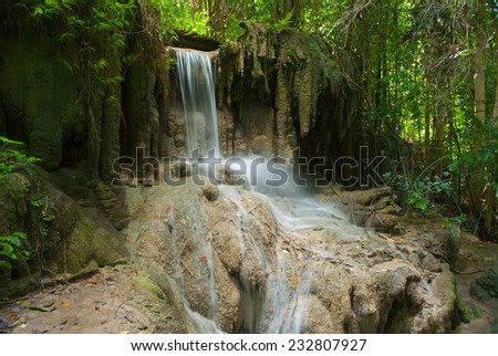 Waterfall at Erawan National Park in Kanchanaburi ,Thailand