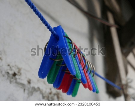 Clothespins hung on a string