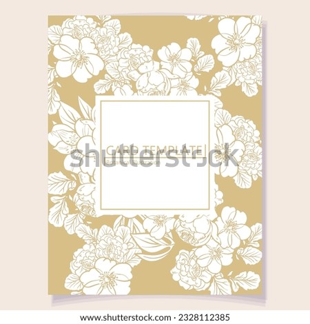 Vintage delicate greeting invitation card template design with flowers for wedding, marriage, bridal, birthday, Valentine's day. Romantic vector illustration.