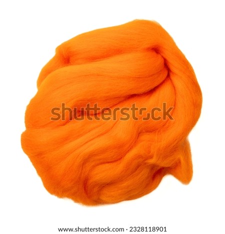 Yellow merino wool for felting isolate on white background.