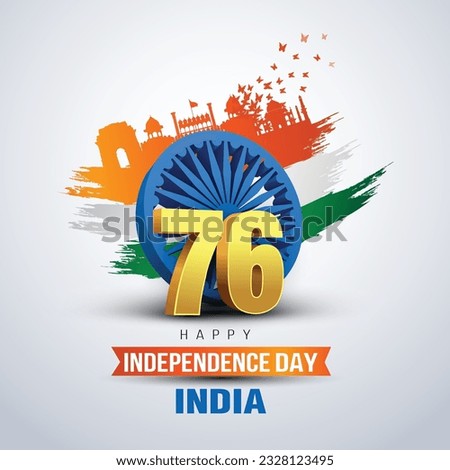 happy independence day India. 3d Ashoka chakra with Indian flag. vector illustration design Royalty-Free Stock Photo #2328123495