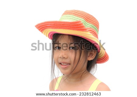 smiling asian girl with hat 