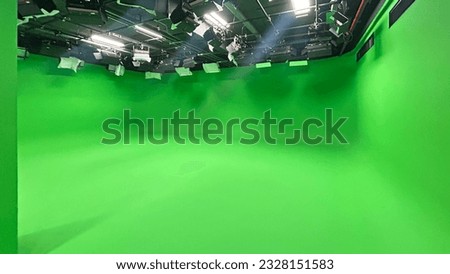 Green Screen studio with rail light.virtual studio