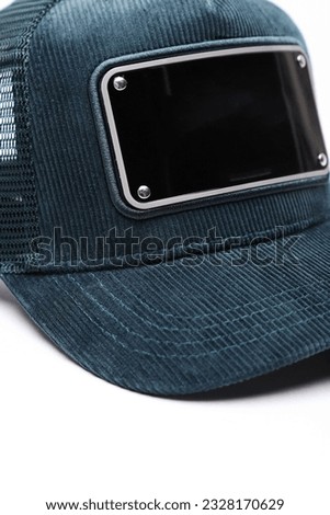 hat blue and white background