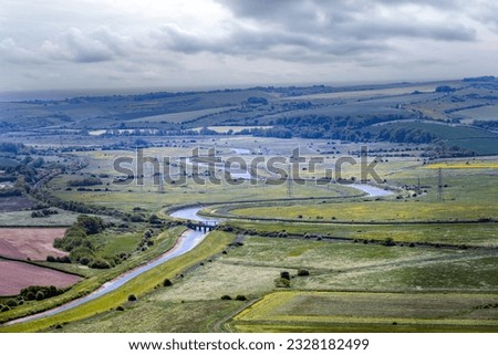 View of the Ouse river from Malling Down natue reserve, East Sussex, England Royalty-Free Stock Photo #2328182499