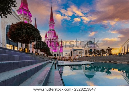Turkey's historical and touristic city antalya, shopping and water park center  Royalty-Free Stock Photo #2328213847