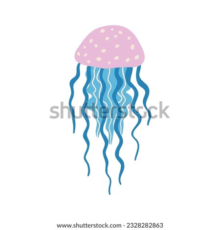 jellyfish hand drawn in flat style. vector illustration