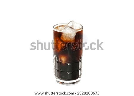 Special menu with americano ice coffee put on white background in concept isolate pictures.Coffee americano ice coffee in glass. copy space.