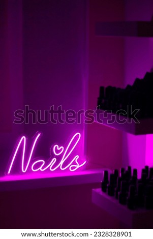 Pink neon sign nails. Trendy style. Beauty style.  Neon sign. Custom neon. Beauty decor.