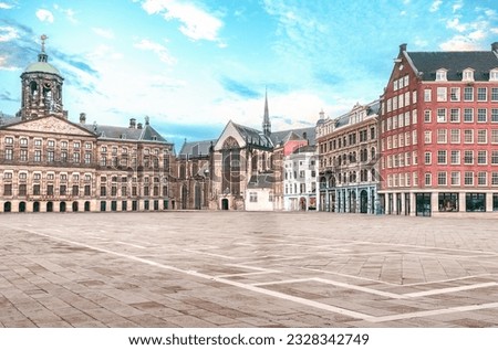 Royal Palace at the Dam Square in Amsterdam, Netherlands. Wanderlust concept Royalty-Free Stock Photo #2328342749