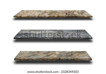 Empty product and display background concept, Marble shelves or shelf isolated on white background for design with clipping path, Can be use for display or montage you product