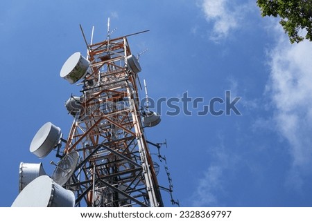 The bottom view of radio and TV antennas
