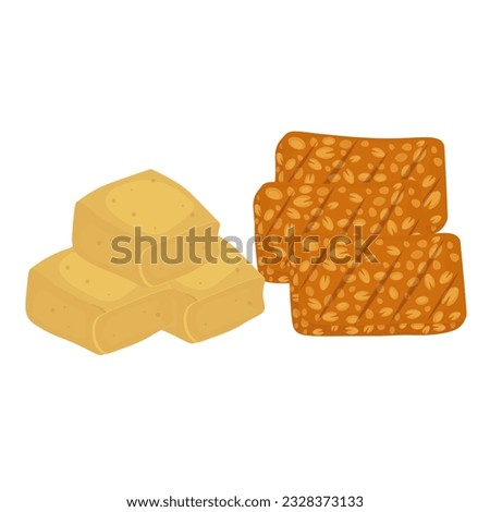 Fried Tofu and Tempeh Vector Illustration Logo Royalty-Free Stock Photo #2328373133