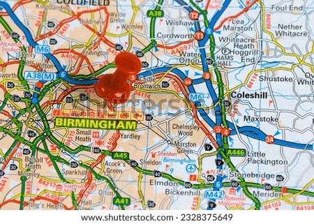 Street Map of Birmingham with red pin