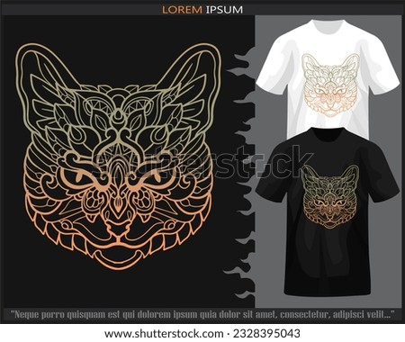 Gradient Colorful of cat mandala arts illustration isolated on black and white t shirt.
