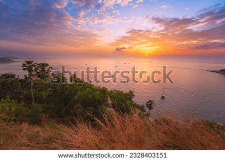 Promthep Cape, the most beautiful sunset viewpoint in Thailand Located at the southern tip of Phuket Island. It is a rocky cape sloping down to the sea. Krom Luang Chumphon Khet Udomsak 