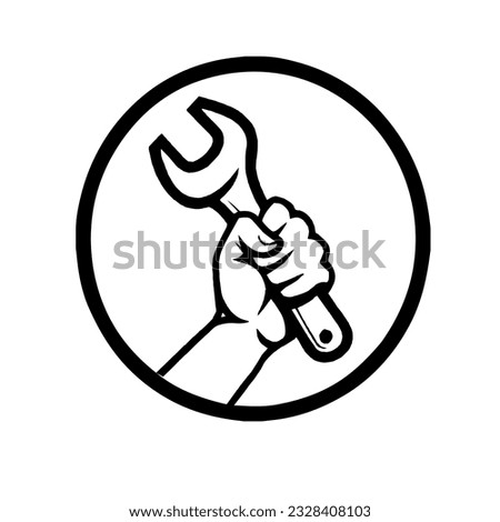 Wrench in hand vector design Royalty-Free Stock Photo #2328408103