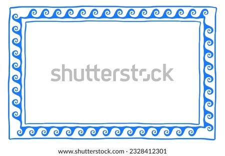 Greek wave vector frame. Sea waves pattern. Greece ornament. Grecian ancient style. Geometric mediterranean decoration. Maritime theme. Royalty-Free Stock Photo #2328412301