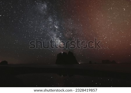 Starry night sky at Washington Coast, USA