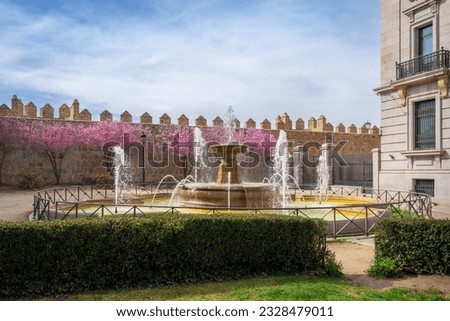 Fountain at Plaza Adolfo Suarez Square - Avila, Spain Royalty-Free Stock Photo #2328479011