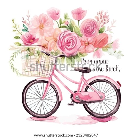 Pink bicycle with flowers and balloons