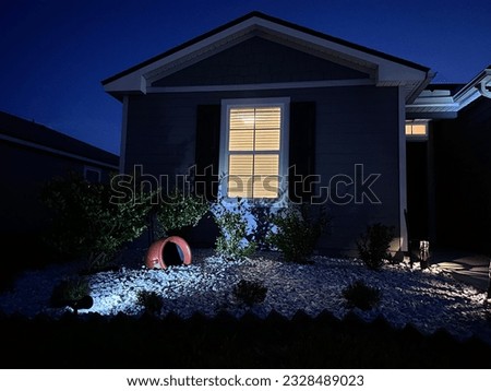 House with solar light after sunset