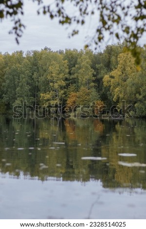 A still lake in the early autumn day.