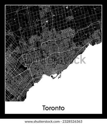 Toronto Canada North America City map black white vector illustration Royalty-Free Stock Photo #2328526363