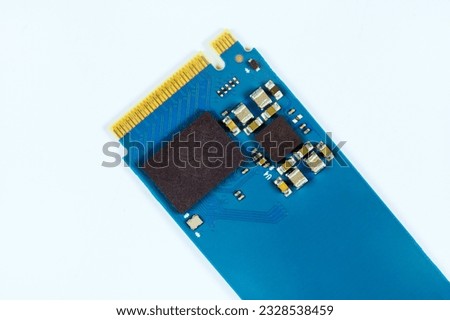 NVME M2 SSD disk for data storage at high speed to desktop computer on white background