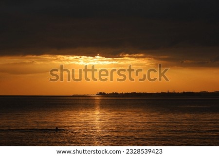 Lindau Bavaria sunset, at lake if constance. romantic scenery of Lindau island during sunset. Royalty-Free Stock Photo #2328539423
