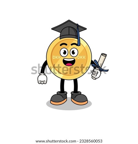 danish krone mascot with graduation pose , character design